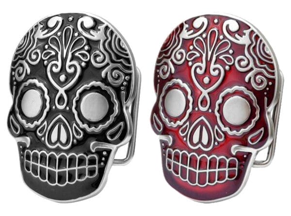 Wholesale RED Mexican Katrina Tattooed Belt Buckle 1169