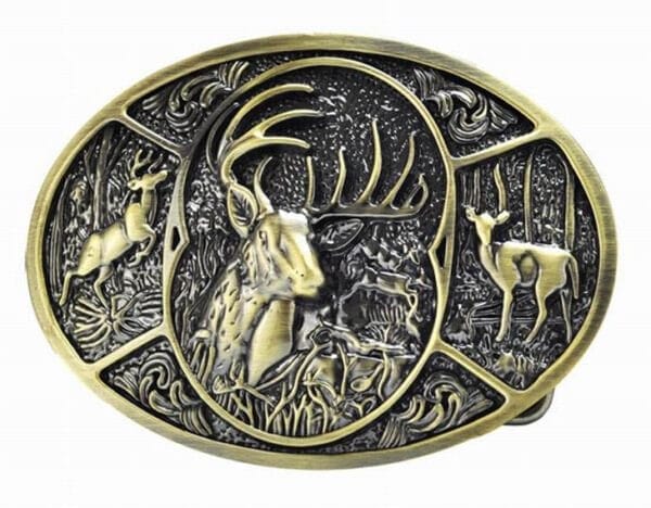 Deer Hunting Woods Buck Southern Antler Head Belt Buckle