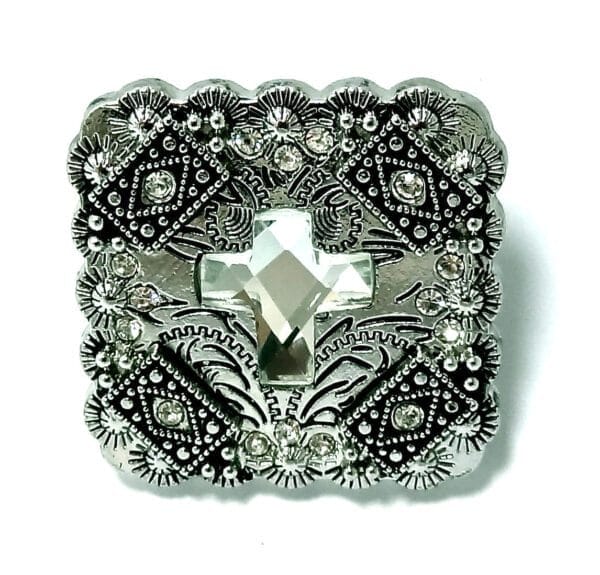 12 Wholesale Western Square Berry clear CROSS conchos CH1631