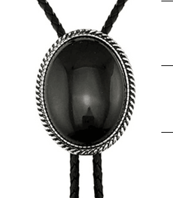 IMG_0611 Black Genuine Agate Western Cowboy Bolo Tie Rodeo Necktie Leather Cord Pendant Necklace Semi Precious Stone BT084