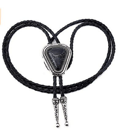 POLOTIE Vintage Pine Stone Western Cowboy Bolo Tie Rodeo Necktie Leather Cord Pendant Necklace Semi Precious Stone BT086