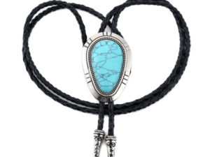 Genuine Turquoise Western Cowboy Bolo Tie Rodeo Necktie Leather Cord Pendant Necklace Semi Precious Stone BT085