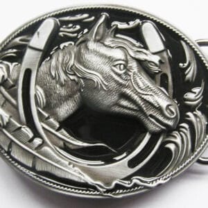 Wholesale western Rodeo buckles, Black Rodeo Horse Belt Buckle 1647
