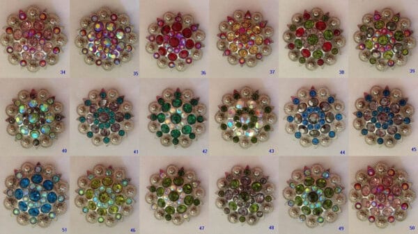 12 Wholesale Western Rhinestone Berry Conchos CH128