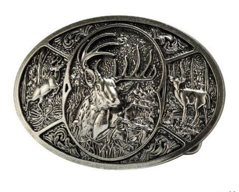 Deer Hunting Woods Buck Southern Antler Head Belt Buckle