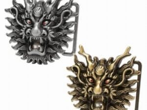 Wholesale Dragon Head with Pearl Snap On Belt Buckle ANTIQUE SILVER 1638ATS