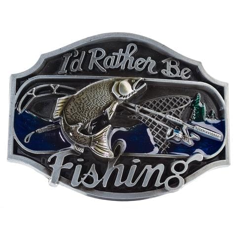 WHOLESALE I'd Rather Be Fishing Belt Buckle Redneck Western Sport 1186