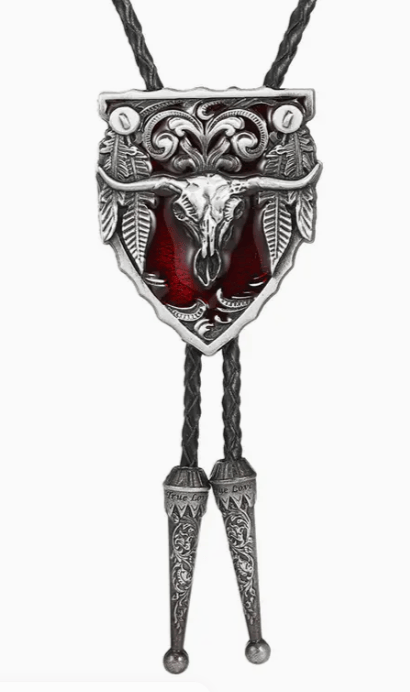 Western Red Cowboy Long Horn Bull Bolo tie WholesaleBT077