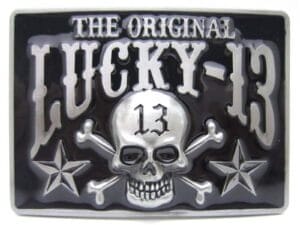 Lucky13 Belt Buckle Skull Motorcycle P589