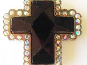 12 Wholesale Western prism cut JET BLACK Cross Conchos CH132BK