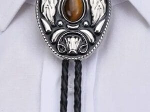 Western Cowboy Bolo Tie Rodeo Necktie Leather Cord Pendant Necklace BT124TG