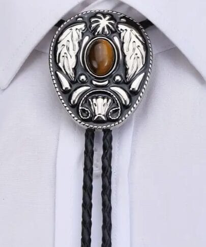Western Cowboy Bolo Tie Rodeo Necktie Leather Cord Pendant Necklace BT124TG