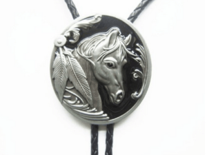 Western Cowboy Bolo Tie Rodeo Necktie Leather Cord Pendant Necklace for Men Women