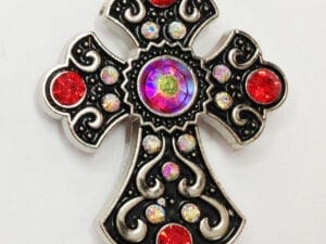 12 Wholesale Western Red Rhinestone Cross Conchos CH166RD