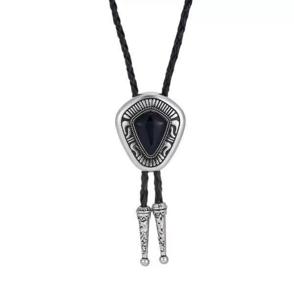 Western Cowboy Bolo Tie Rodeo Leather Necklace ONEX BT177BK